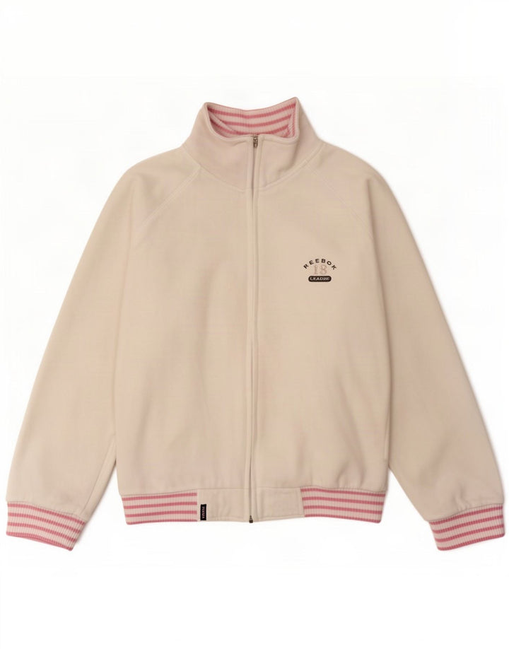 Reebok Womens Oversized Tracksuit Top Jacket UK 10 Small White Striped