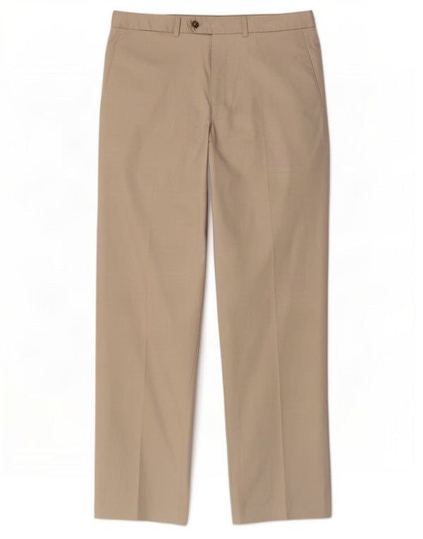 Marks & Spencer Mens Straight Suit Trousers W34 L29 Beige Cotton