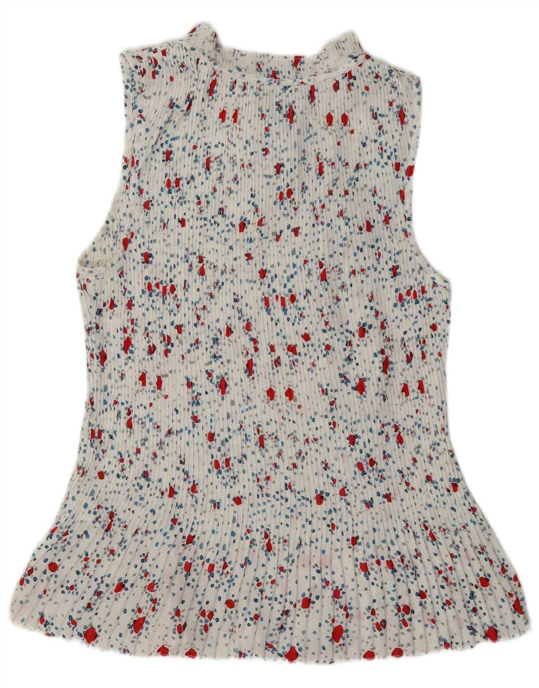 Dkny Womens Sleeveless Front Tie Blouse Top UK 18 XL White Floral Polyester