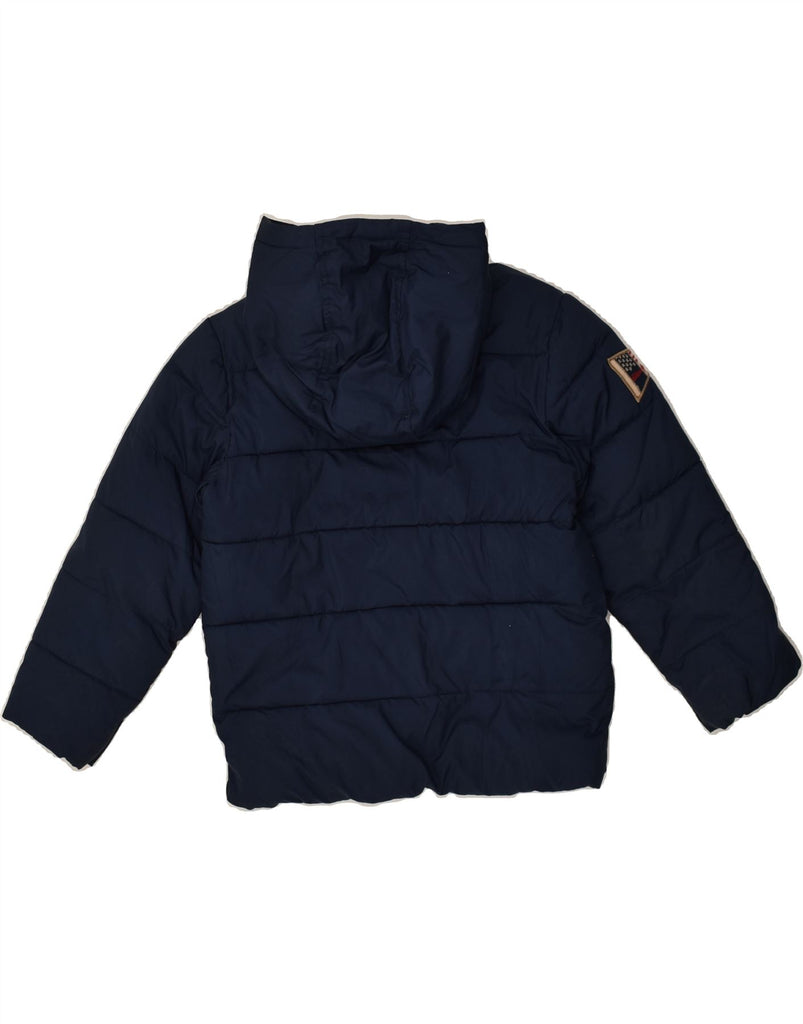 BENETTON Boys Hooded Padded Jacket 6-7 Years Small Navy Blue Polyester | Vintage Benetton | Thrift | Second-Hand Benetton | Used Clothing | Messina Hembry 