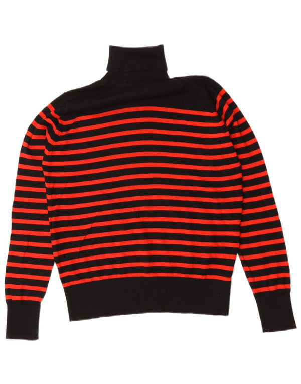 Marks & Spencer Womens Roll Neck Jumper Sweater UK 12 Medium Black Striped