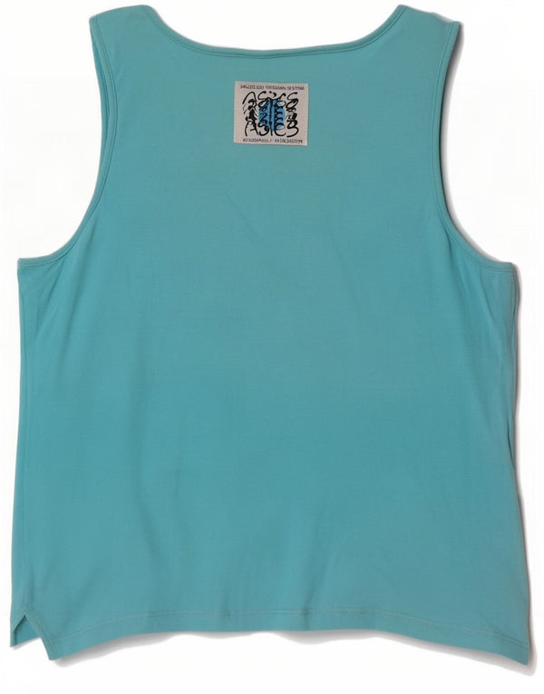 Asics Mens Graphic Vest Top Large Turquoise Cotton