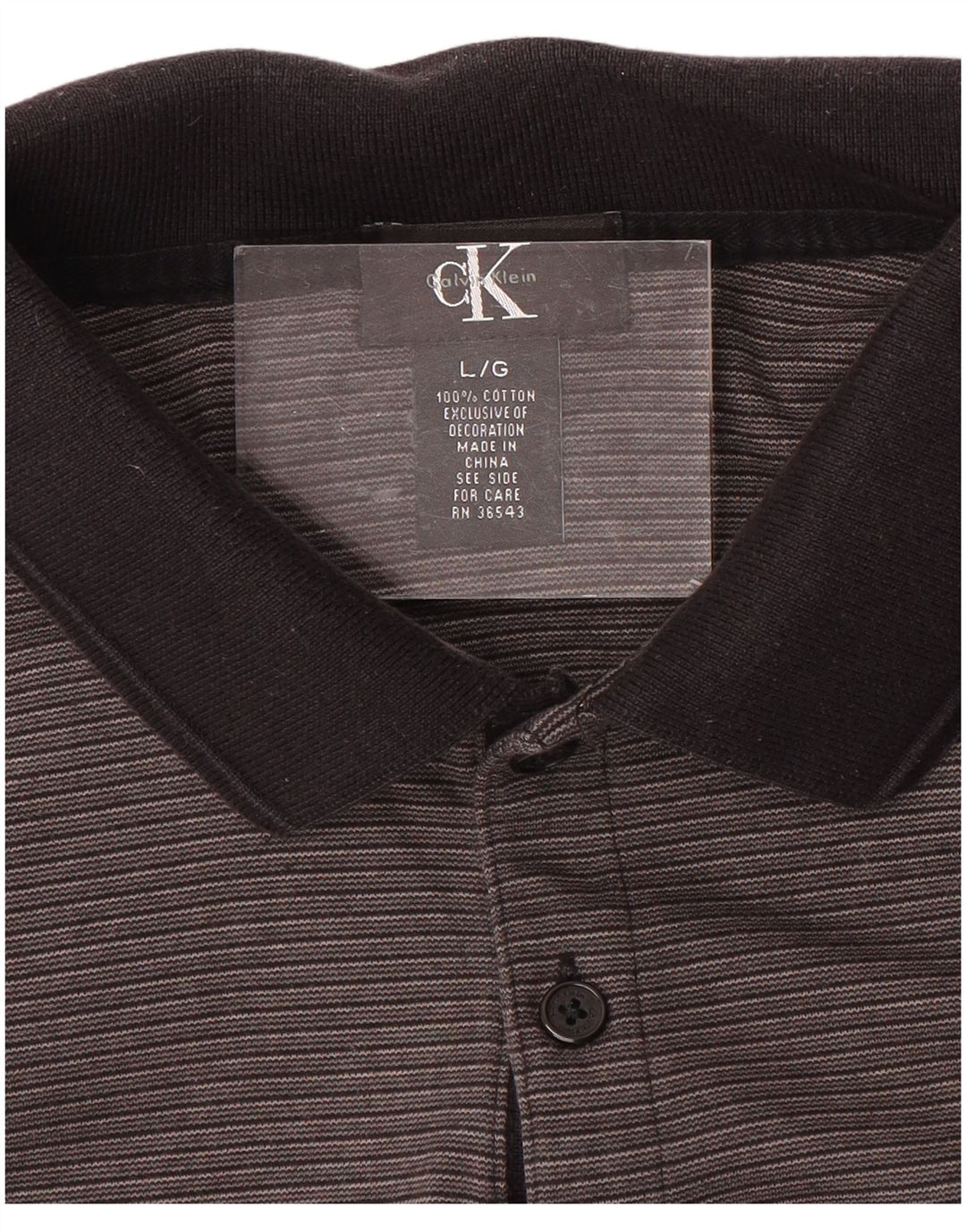 CALVIN KLEIN Mens Polo Shirt Large Grey Pinstripe Cotton