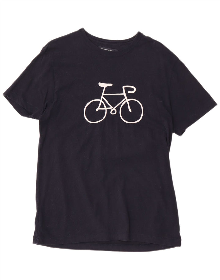 French Connection Mens Regular Fit Graphic T-Shirt Top Medium Navy Blue
