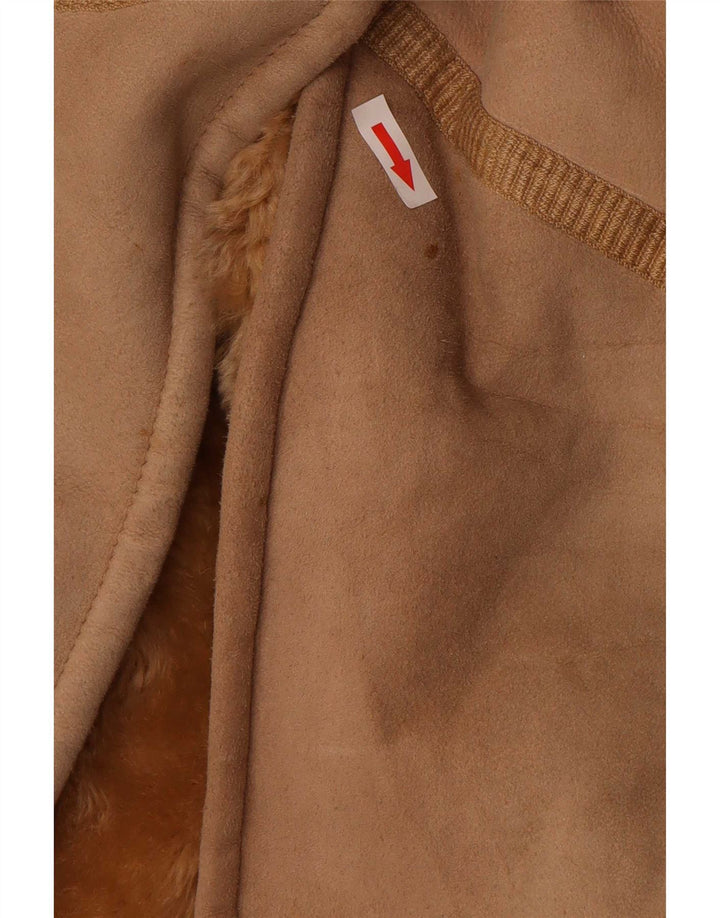 Vintage Womens Shearling Coat IT 44 Medium Beige Leather