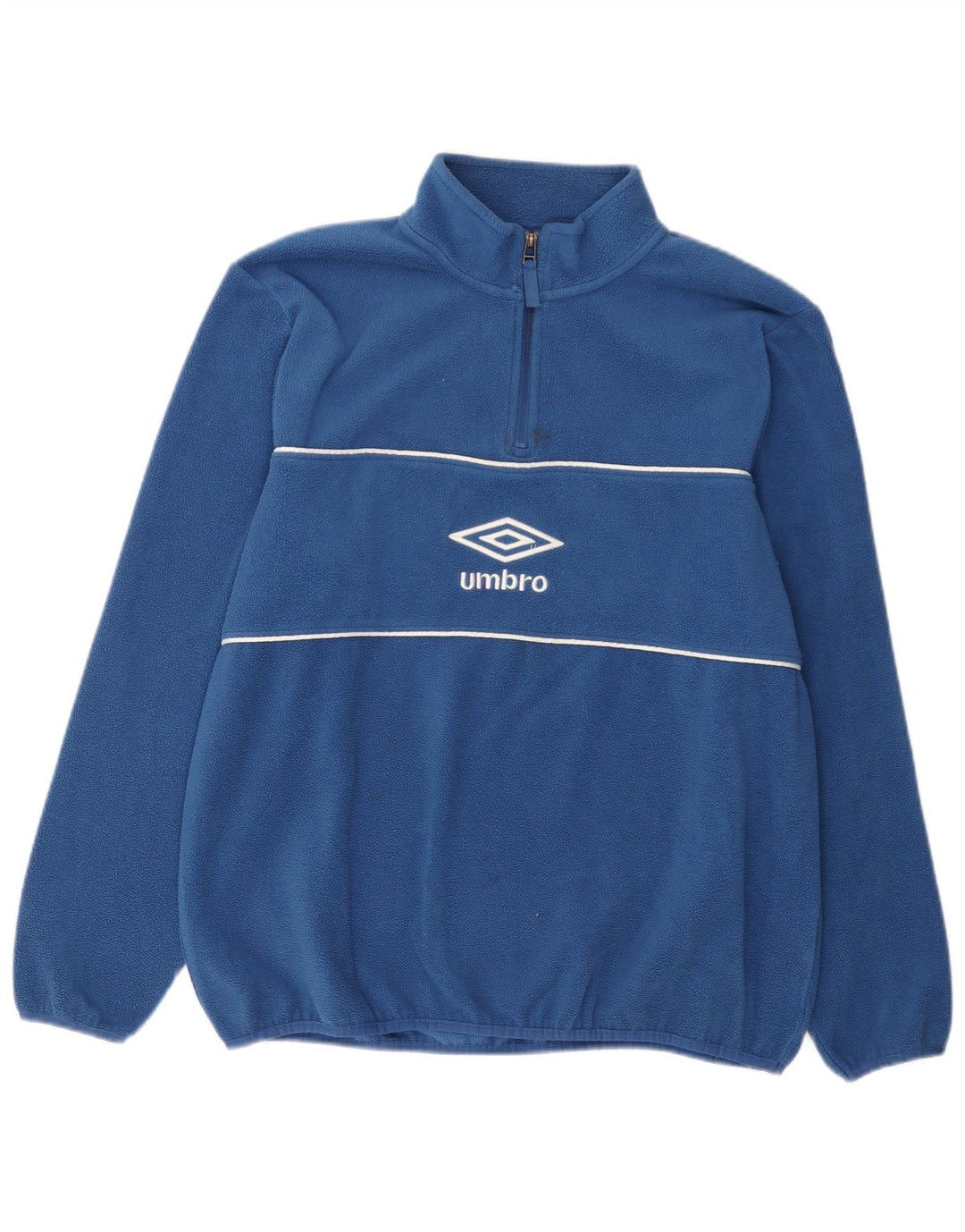 Umbro Mens Graphic Zip Neck Fleece Jumper Large Blue Polyester