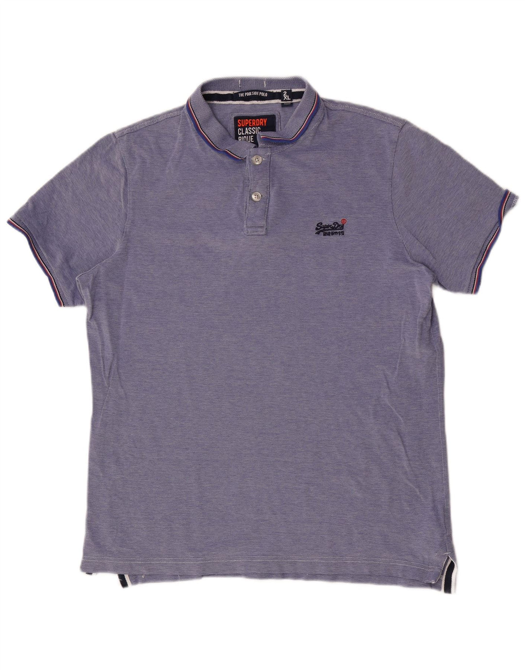 SUPERDRY Mens Polo Shirt 2XL Blue Cotton