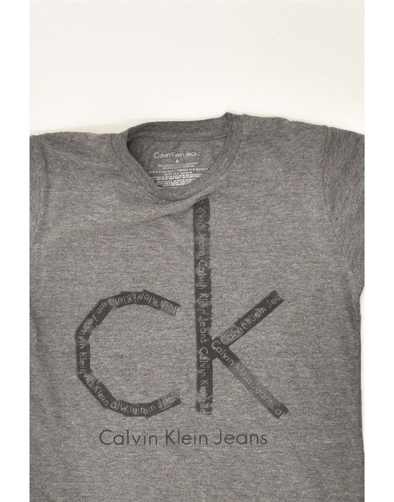 CALVIN KLEIN JEANS Boys Graphic T-Shirt Top 5-6 Years Grey Cotton | Vintage Calvin Klein Jeans | Thrift | Second-Hand Calvin Klein Jeans | Used Clothing | Messina Hembry 