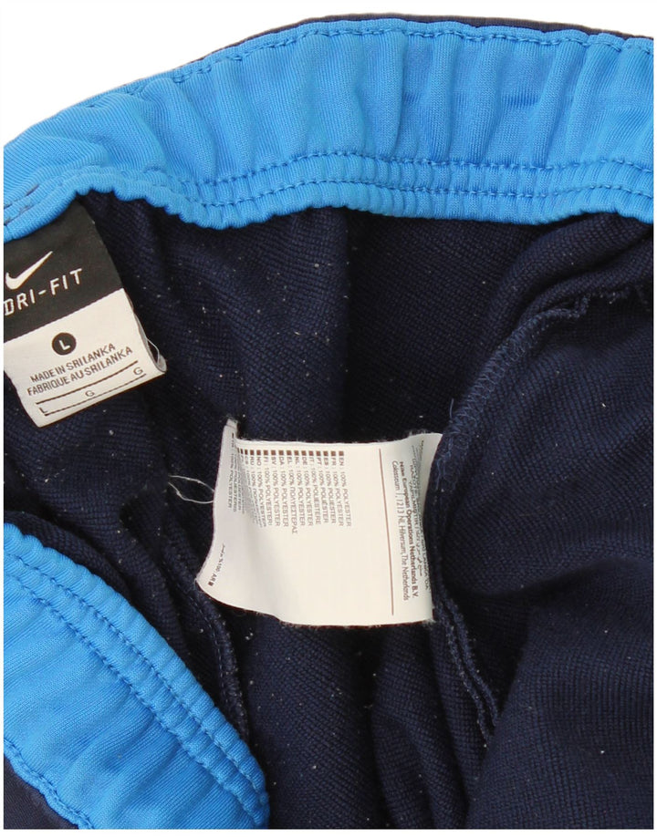 NIKE Mens Dri Fit Tracksuit Trousers Large  Navy Blue Polyester