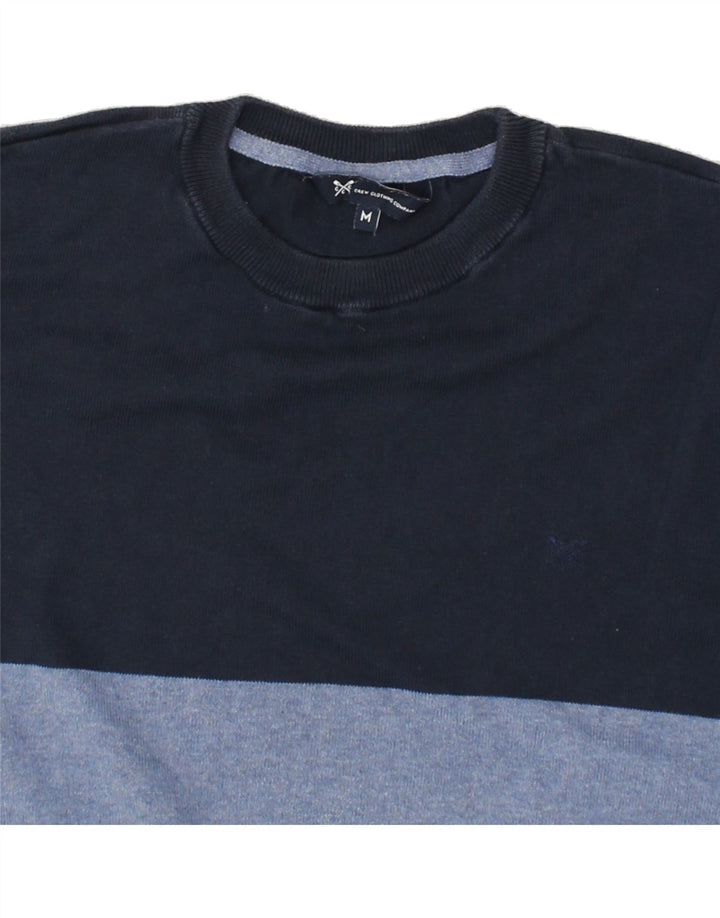CREW CLOTHING Mens Crew Neck Jumper Sweater Medium Blue Colourblock Cotton | Vintage Crew Clothing | Thrift | Second-Hand Crew Clothing | Used Clothing | Messina Hembry 