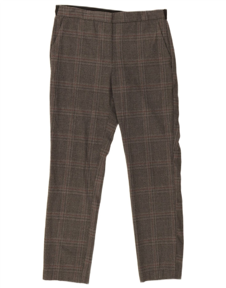 Zara Womens Slim Chino Trousers Medium W32 L26 Grey Check Polyester