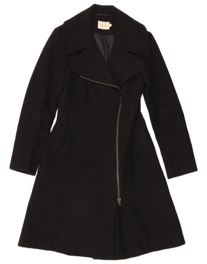Reiss Womens Overcoat UK 10 Small Black Wool