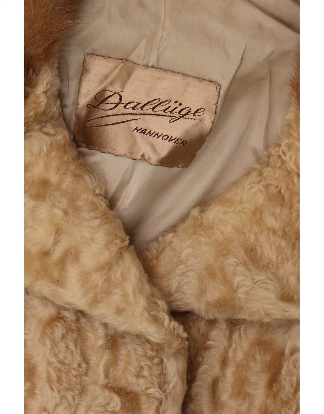 Vintage Womens Faux Fur Jacket UK 10 Small Beige