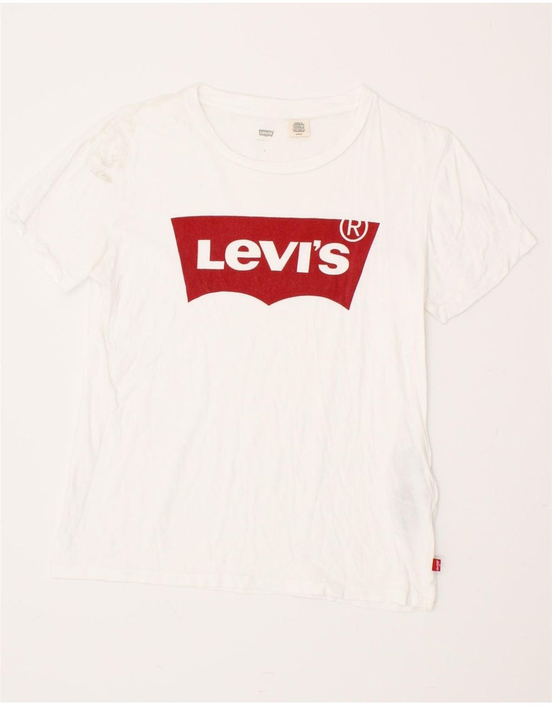 LEVI'S Womens Graphic T-Shirt Top UK 8 Small White Cotton Vintage Levi's and Second-Hand Levi's from Messina Hembry 