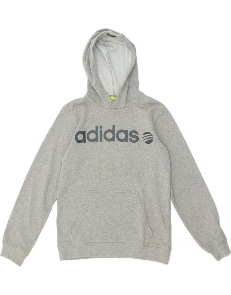 ADIDAS Womens Graphic Hoodie Jumper UK 6 XS Grey Cotton | Vintage Adidas | Thrift | Second-Hand Adidas | Used Clothing | Messina Hembry 