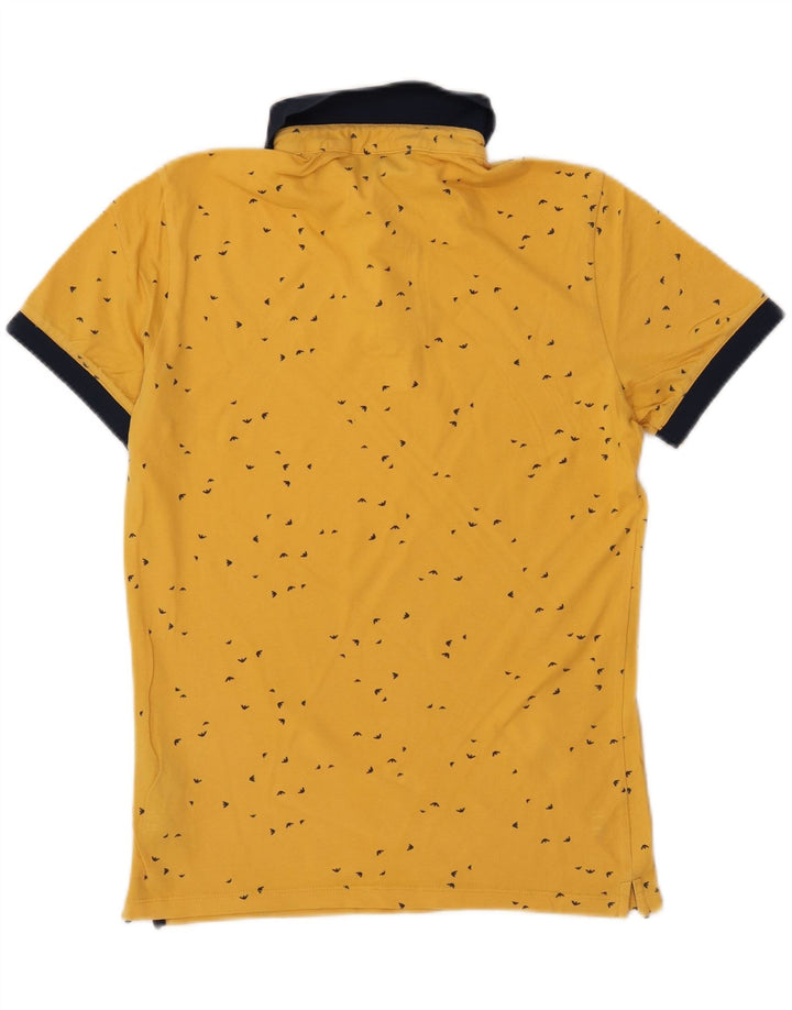 ARMANI JEANS Mens Abstract Pattern Polo Shirt Medium Yellow Colourblock
