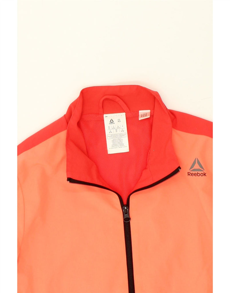 REEBOK Womens Tracksuit Top Jacket UK 6 XS Red Colourblock Polyester | Vintage Reebok | Thrift | Second-Hand Reebok | Used Clothing | Messina Hembry 