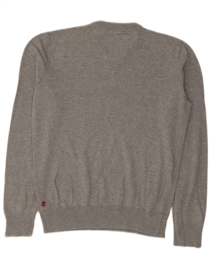 O'Neill Mens V-Neck Jumper Sweater Small Grey Cotton