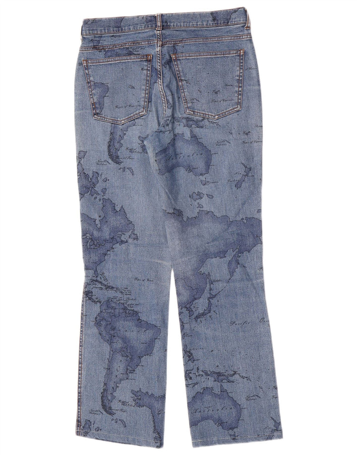 ALVIERO MARTINI Womens Graphic Bootcut Jeans W27 L27 Blue Cotton