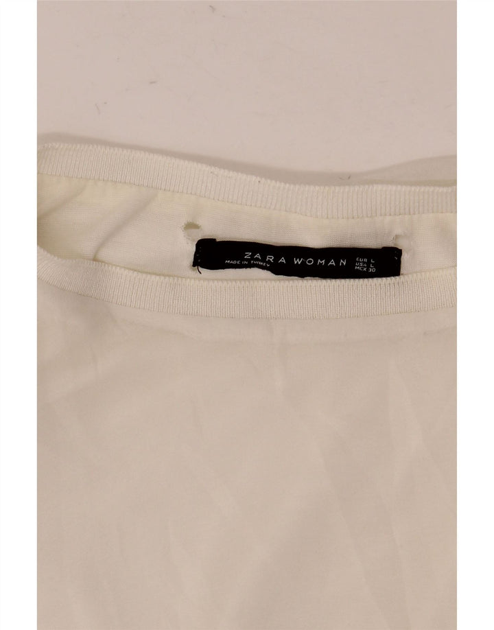 Zara Womens See Through Long Sleeve Blouse Top UK 16 Large White