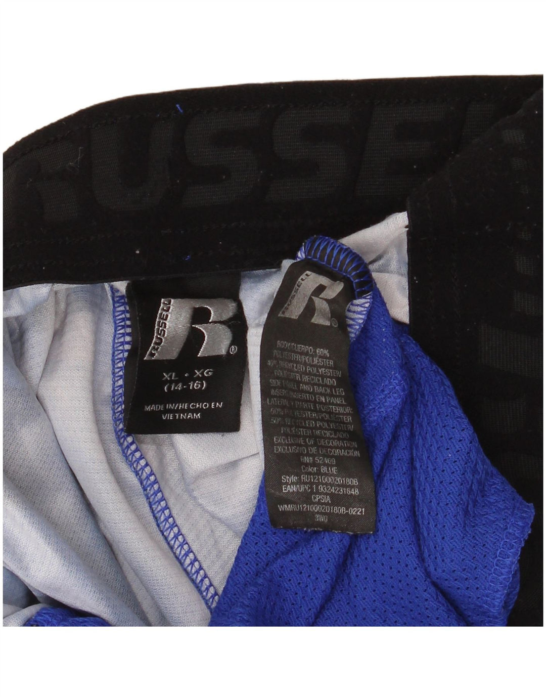 Russell Athletic Boys Sport Shorts 14-15 Years XL Blue Camouflage Polyester