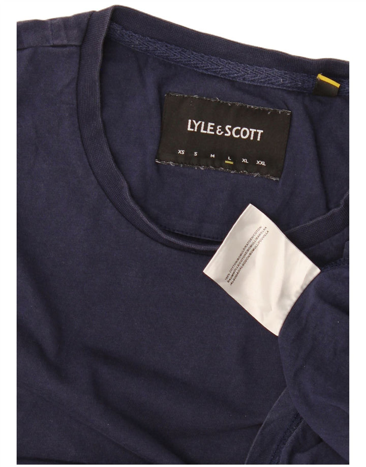 Lyle & Scott Mens T-Shirt Top Large Navy Blue Cotton