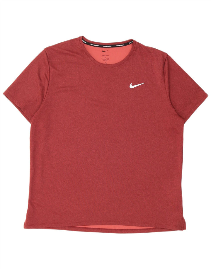Nike Mens Running T-Shirt Top Large Burgundy Polyester