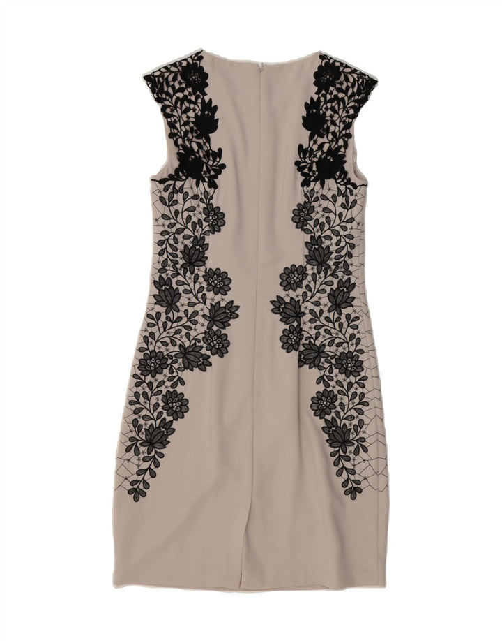 FENN WRIGHT MANSON Womens Sleeveless Sheath Dress UK 10 Small Grey Floral Vintage Fenn Wright Manson and Second-Hand Fenn Wright Manson from Messina Hembry 