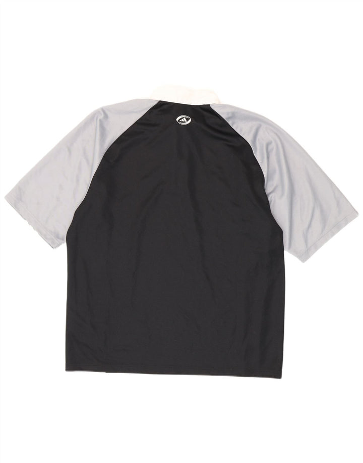 Adidas Mens Polo Shirt Large Black Colourblock Polyester