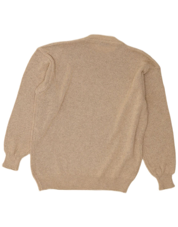 Vintage Mens Crew Neck Jumper Sweater IT 52 Large Beige Argyle/Diamond