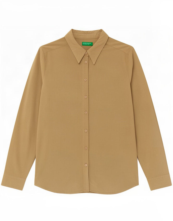 Benetton Womens Shirt Blouse UK 14 Medium Green Viscose