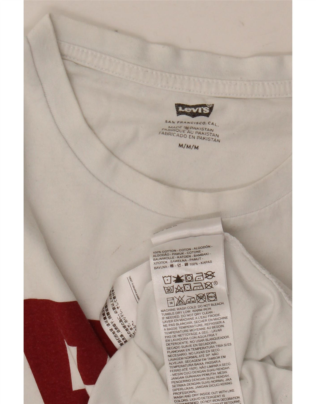 LEVI'S Mens Graphic T-Shirt Top Medium White Cotton