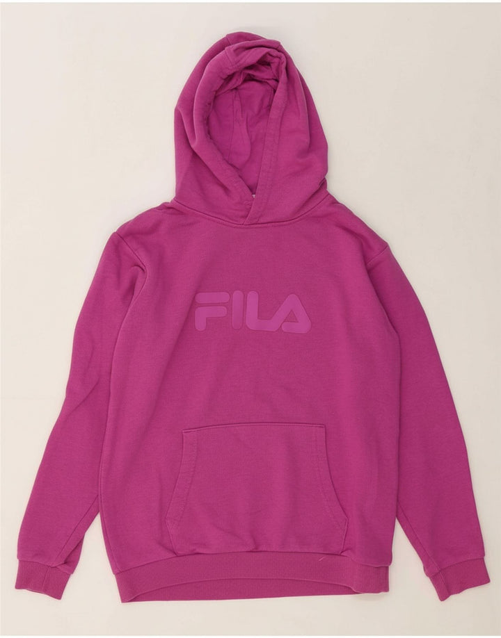 FILA Girls Graphic Hoodie Jumper 13-14 Years Purple Cotton