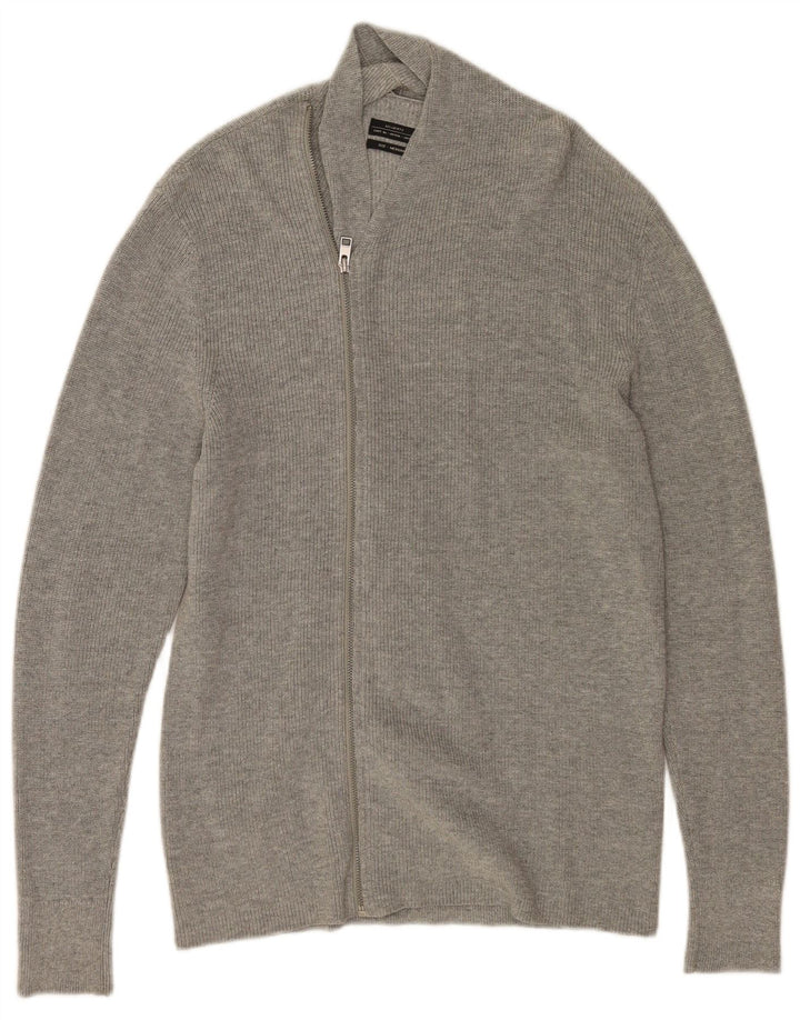 All Saints Mens Cardigan Sweater Medium Grey Cotton