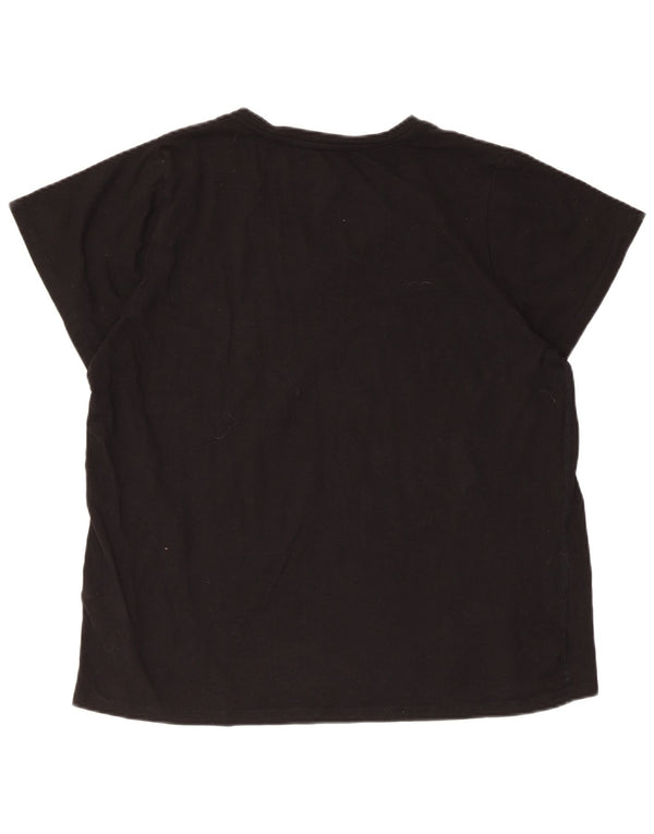 Dkny Womens Short Sleeve Regular T-Shirt Top UK 18 XL Black Cotton