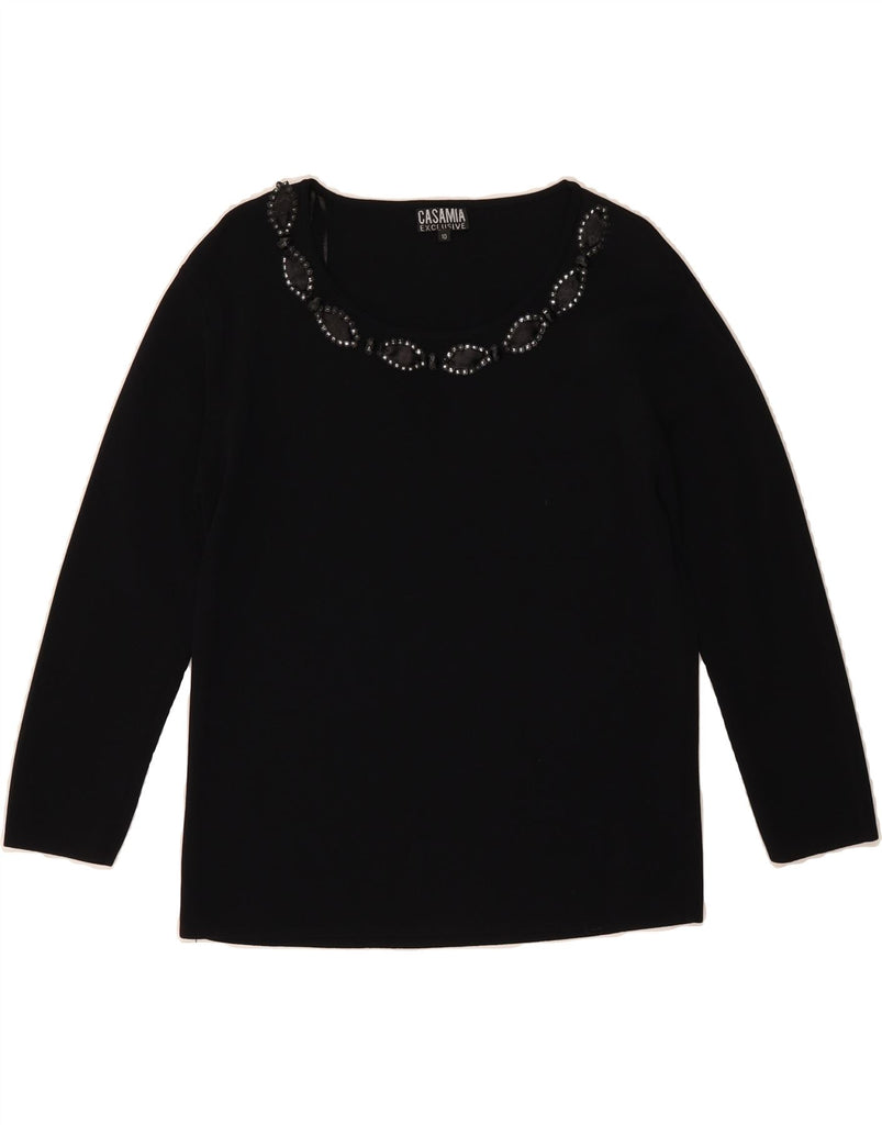 CASAMIA Womens 3/4 Sleeve Boat Neck Jumper Sweater UK 10 Small  Black Vintage Casamia and Second-Hand Casamia from Messina Hembry 