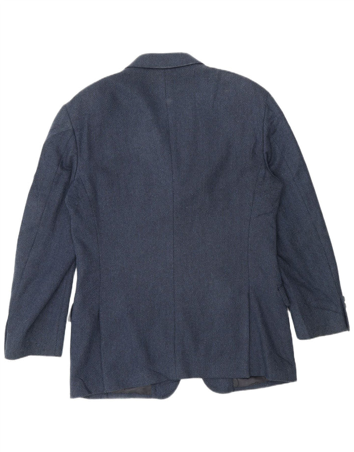 Valentino Mens 3 Button Blazer Jacket UK 38 Medium Navy Blue Herringbone