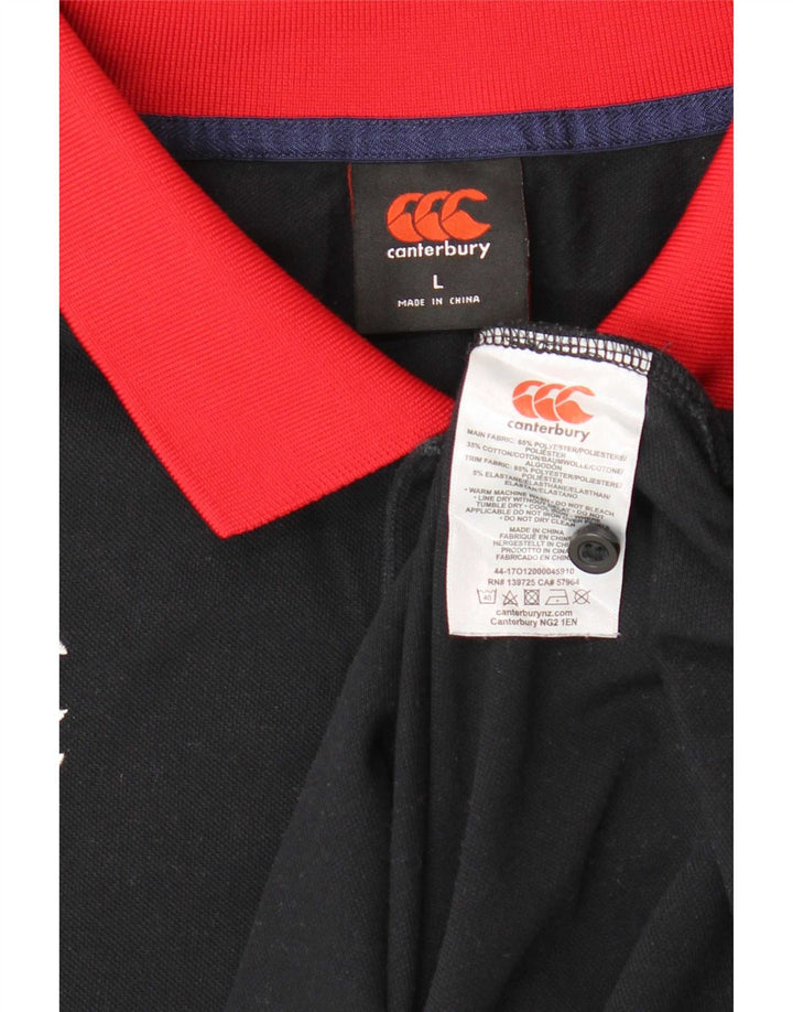 Canterbury Mens Graphic Polo Shirt Large Black Colourblock Polyester