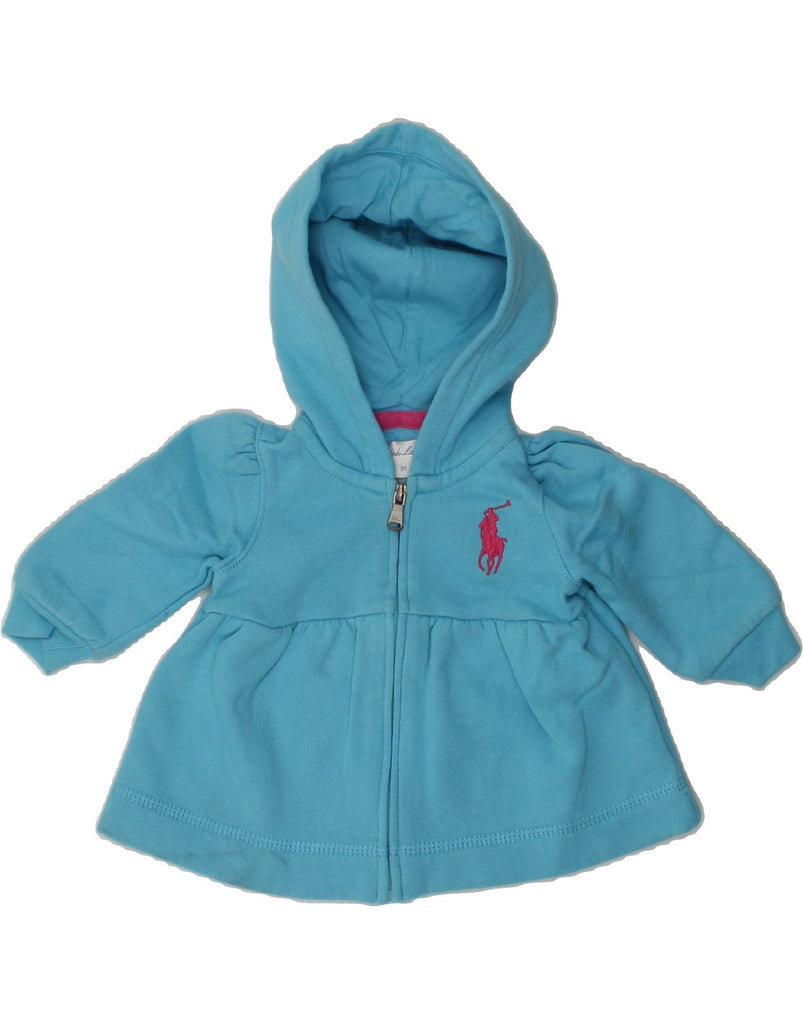 RALPH LAUREN Baby Girls Zip Hoodie Sweater 0-3 Months Blue Cotton | Vintage Ralph Lauren | Thrift | Second-Hand Ralph Lauren | Used Clothing | Messina Hembry 