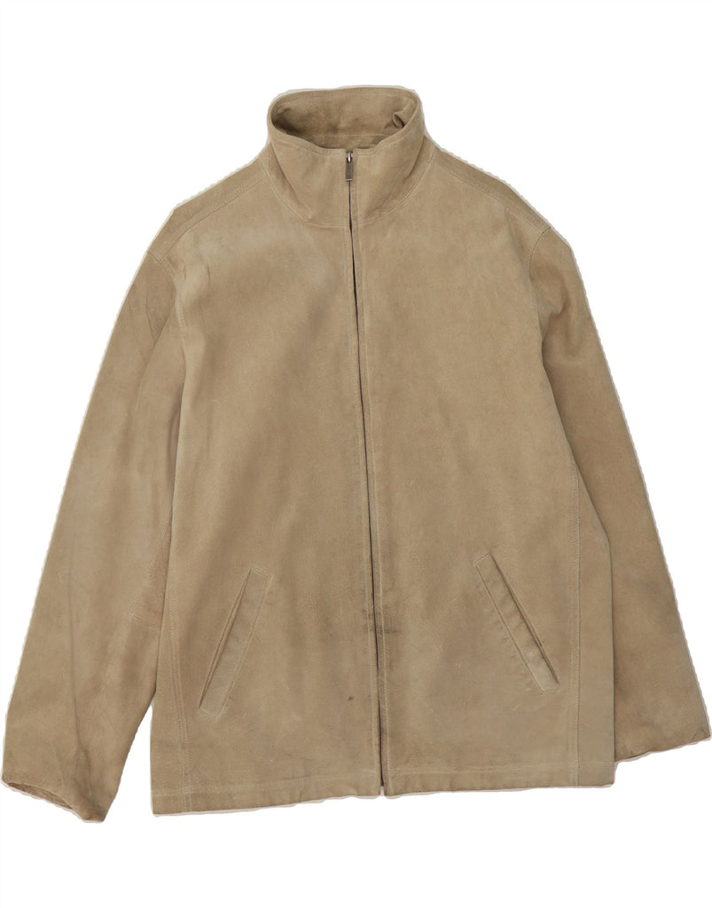 CALVIN KLEIN Mens Suede Jacket UK 38 Medium Beige Leather Vintage Calvin Klein and Second-Hand Calvin Klein from Messina Hembry 