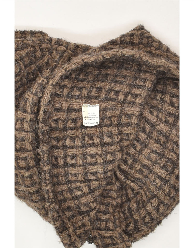 VINTAGE Womens Knit Bomber Jacket IT 44 Medium Grey Geometric Wool | Vintage Vintage | Thrift | Second-Hand Vintage | Used Clothing | Messina Hembry 