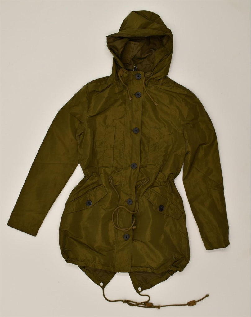 JACK WILLS Womens Hooded Parka Jacket UK 10 Small Khaki Polyester | Vintage Jack Wills | Thrift | Second-Hand Jack Wills | Used Clothing | Messina Hembry 