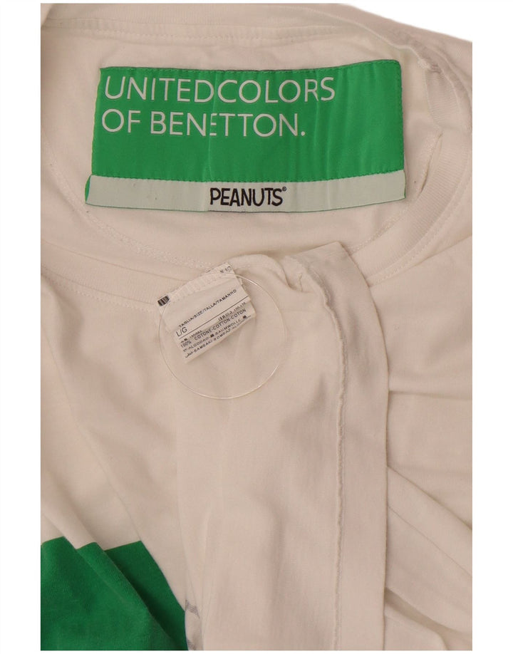 Benetton Mens Peanuts Graphic T-Shirt Top Large White Cotton