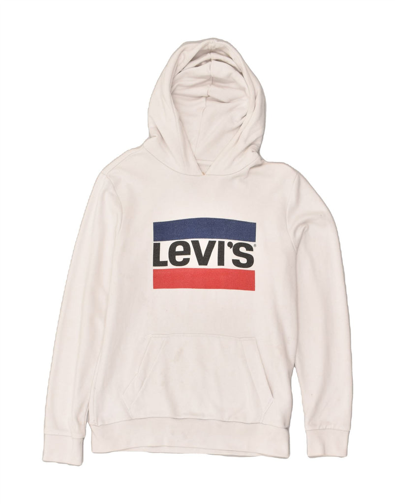 LEVI'S Girls Graphic Hoodie Jumper 15-16 Years White Cotton | Vintage Levi's | Thrift | Second-Hand Levi's | Used Clothing | Messina Hembry 