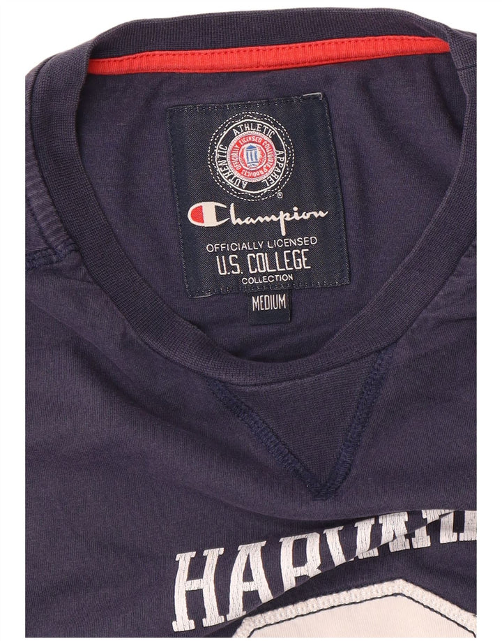 Champion Mens Harvard Graphic T-Shirt Top Medium Navy Blue