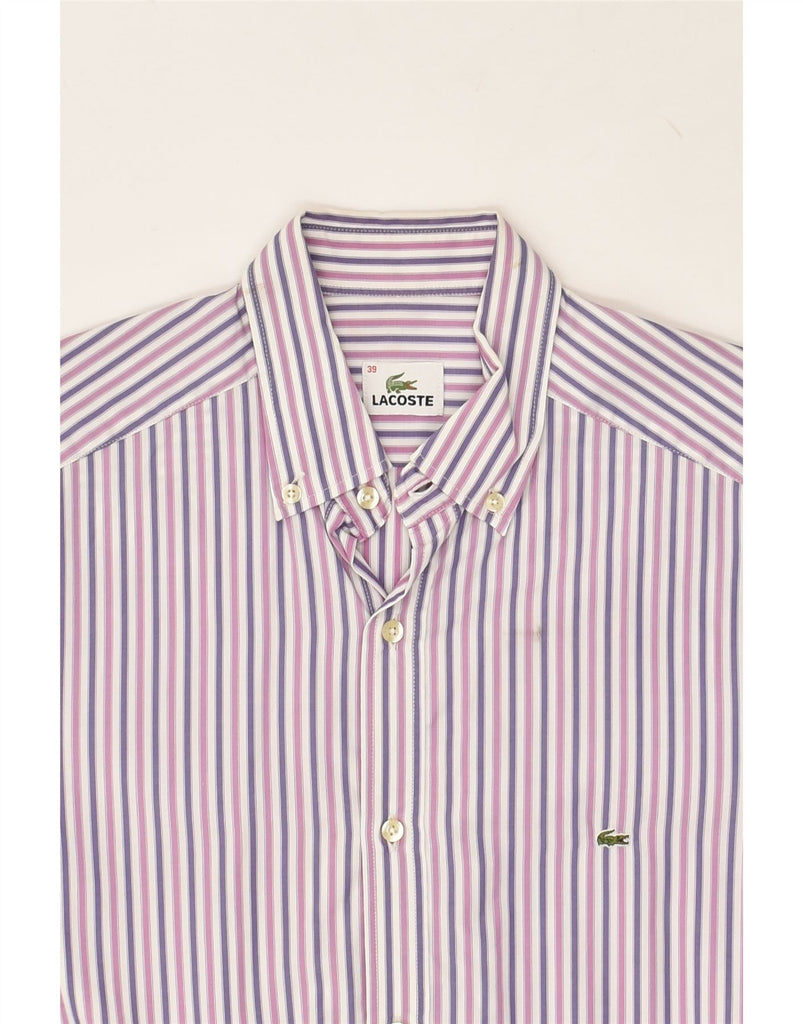 LACOSTE Mens Shirt Size 39 Medium Purple Striped Cotton | Vintage Lacoste | Thrift | Second-Hand Lacoste | Used Clothing | Messina Hembry 