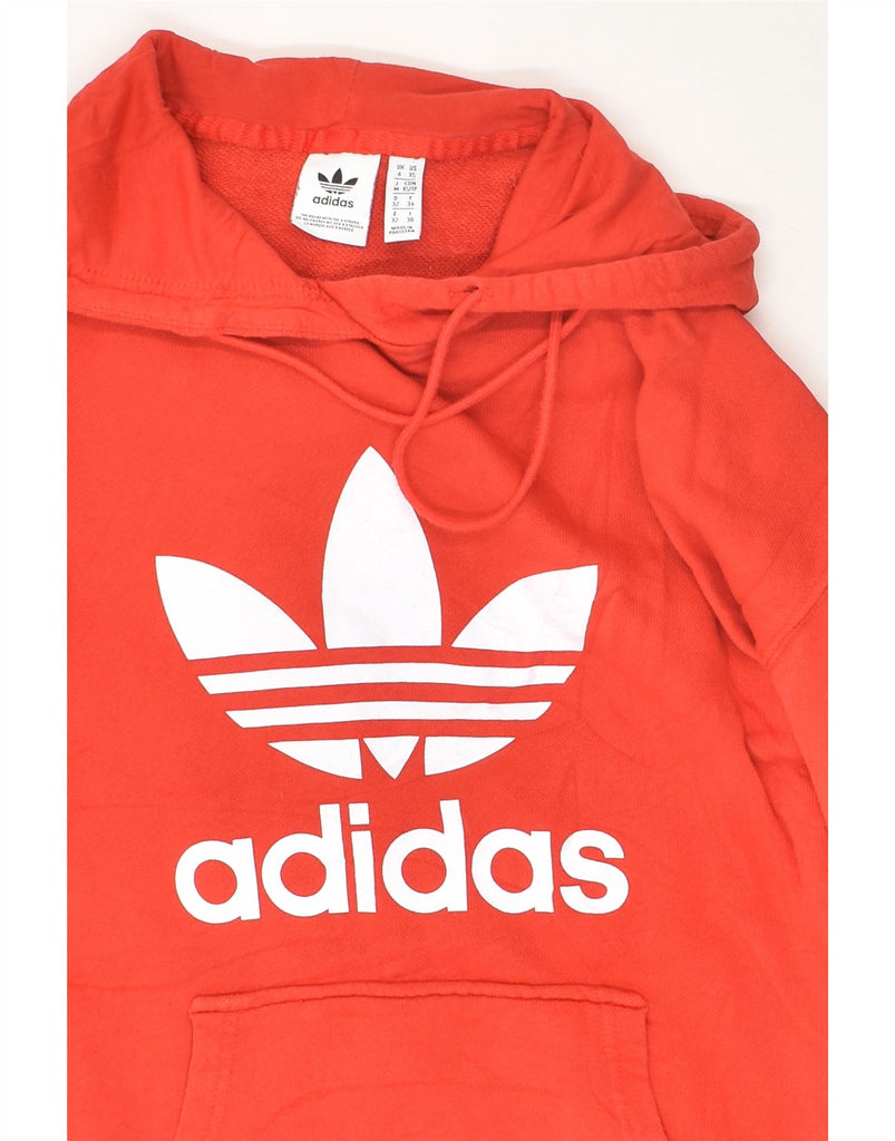 ADIDAS Womens Graphic Hoodie Jumper UK 6 XS Red Cotton | Vintage Adidas | Thrift | Second-Hand Adidas | Used Clothing | Messina Hembry 