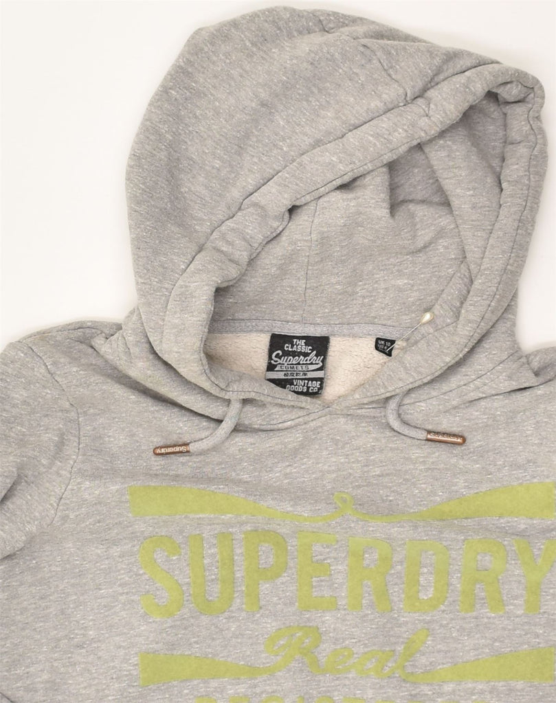 SUPERDRY Womens Graphic Hoodie Jumper UK 10 Small Grey Cotton | Vintage Superdry | Thrift | Second-Hand Superdry | Used Clothing | Messina Hembry 