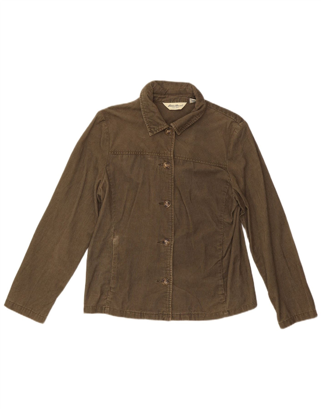 Eddie Bauer Womens Corduroy Jacket UK 14 Medium Khaki Cotton