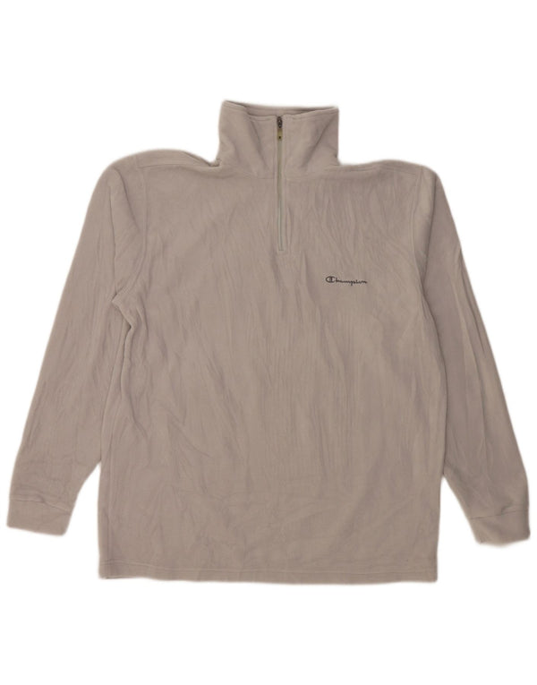 Champion Mens Zip Neck Fleece Jumper Large Grey Polyester